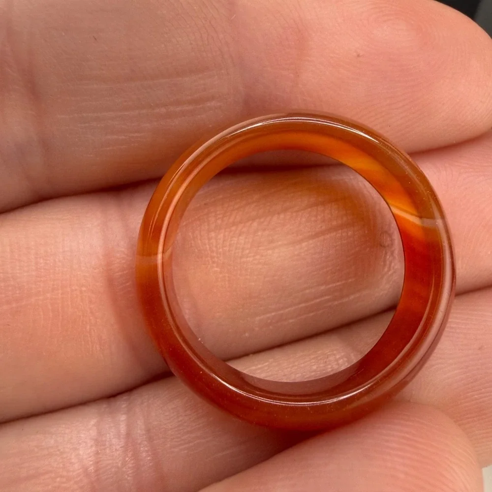 Vintage Polished Stone Ring Orange Size 7